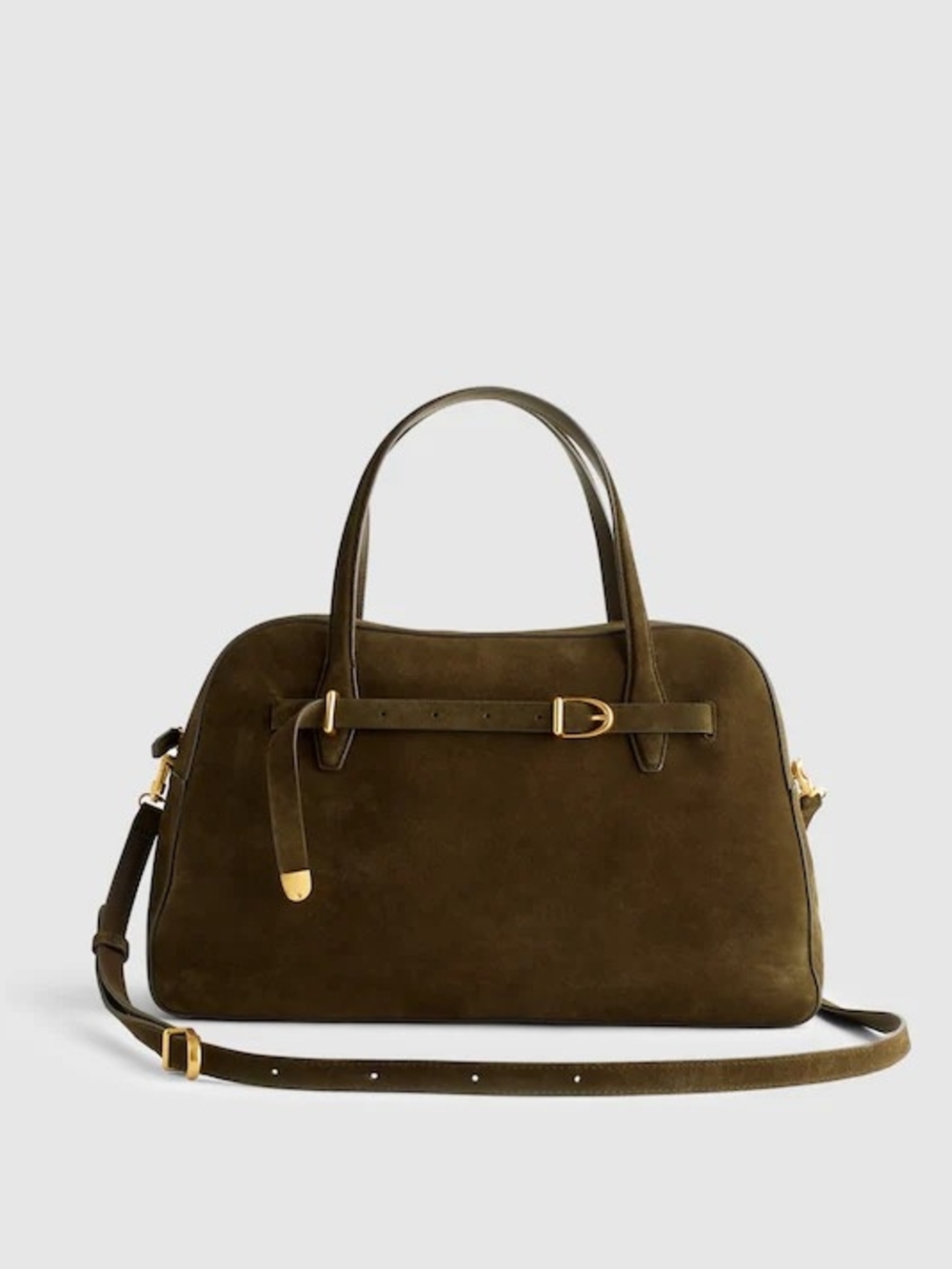 Madewell Olive Suede Top-Handle Satchel with Strap
